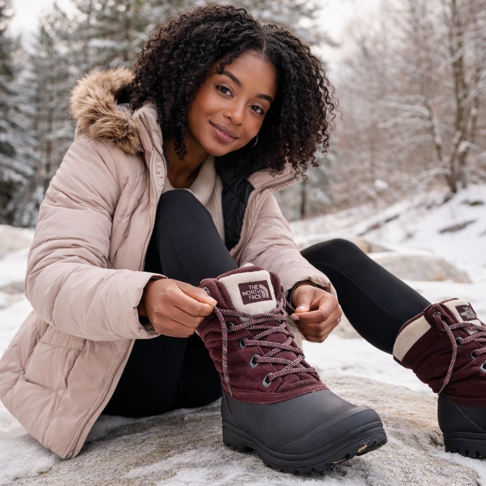 The North Face Burgundy Winter Boots | Gorpcore Functional Luxe Outdoor Style